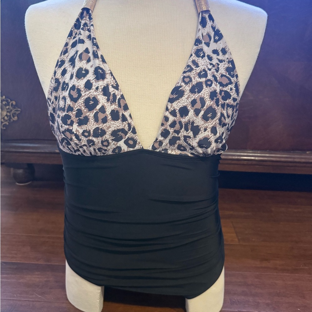 🛍️Leopard Print Black One Piece Swimsuit